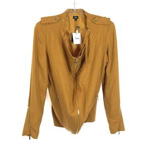 NWT Womens Size Small Elogy El Corte Ingles Mustard Modern Motorcycle Jacket